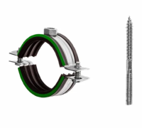 Хомут сантехнический 3/4 с уплотнителем со шпилькой М8 оцинкованный 25-28 мм