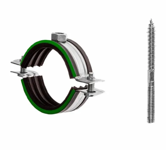 Хомут сантехнический 1 1/4 с уплотнителем со шпилькой М8 оцинкованный 39-46 мм