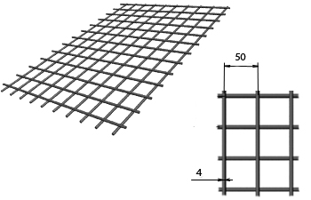Сетка сварная 50х50х4 мм в картах 1х2м