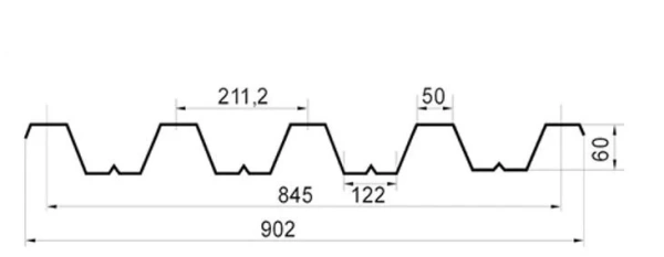 Профнастил оцинкованный НС60 0,5мм 1м