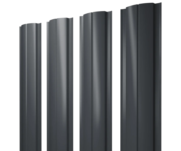 Евроштакетник двусторонний Полукруглый 0,45x110 мм серый RAL 7024 1м