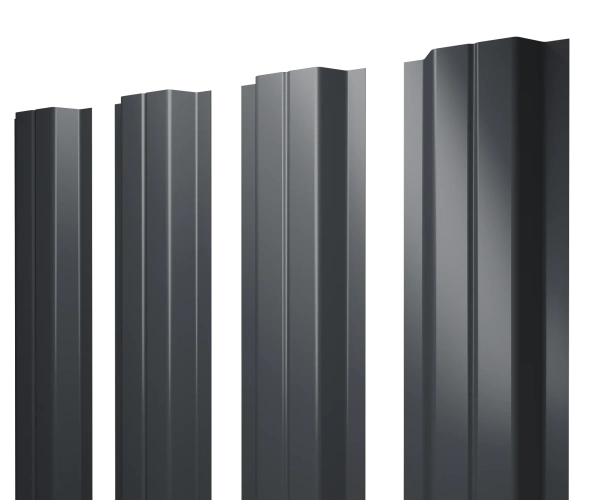 Евроштакетник двусторонний П-образный 0,35x110 мм серый RAL 7024 1м